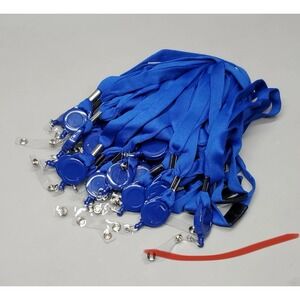 Blue Lanyards With Lanyard Reel & ID Card‎ Holder Neck Strap 25 Pack NEW